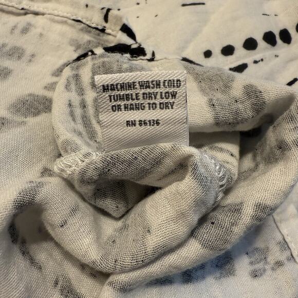 Bryn Walker Gauze Top XS Oversized Blk/Wht Boxy Asymmetric Lagenlook Artsy Boho - Picture 9 of 12